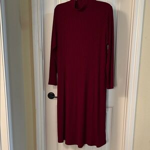 Susan Graver Rich Red Long Sleeve Dress